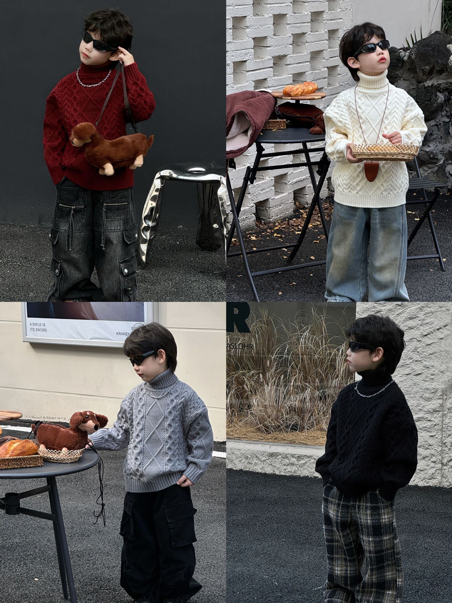 tairu 2024 winter new korean style boys‘ fashion all-matching high neck thickened knitted bottoming sweater children‘s fashion