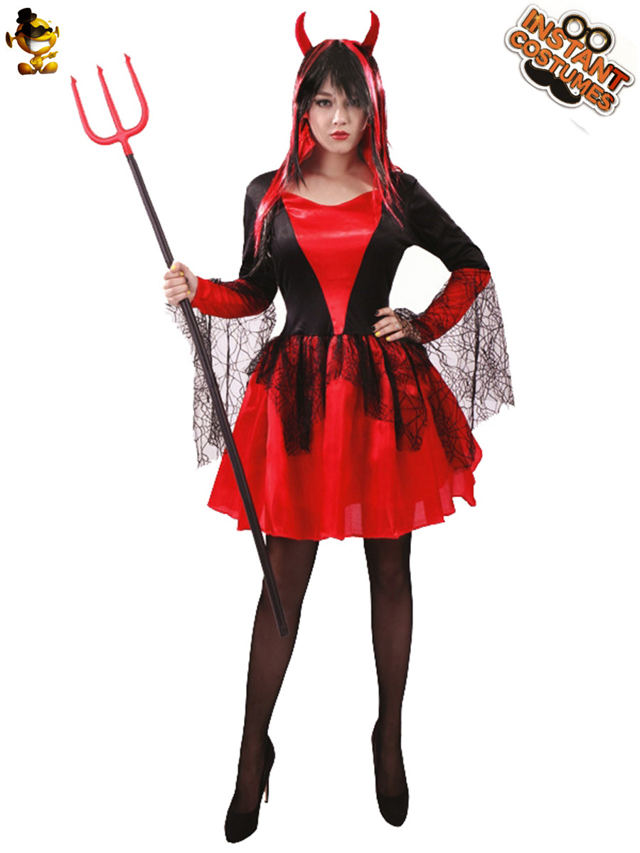 Gran chica Diablo rojo traje de Halloween cos vampiro rojo etapa juego ropa del funcionamiento del partido