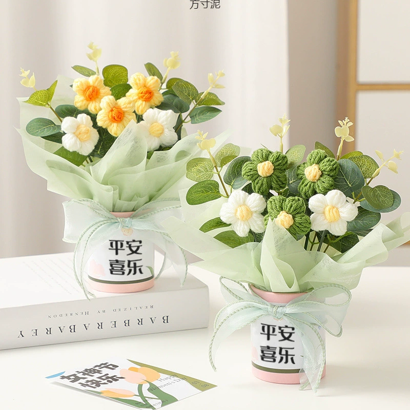 День рождения девушки из шерстяной вязаный букет на День Матери с подарками