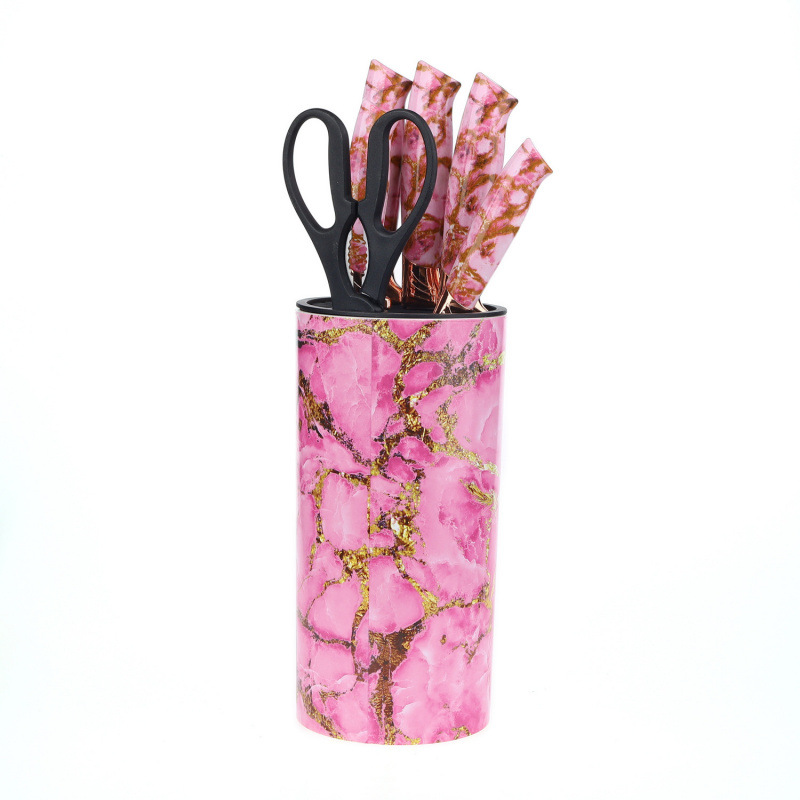 Spot cocina de mármol casero dorado cuchillo de cocina casero set de siete piezas cuchillo de cocinero cuchillo de pan