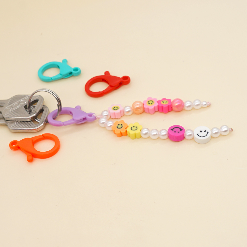 Go2boho New Ins Bohemian Rainbow Bead Acrylic Imitation Pearl Bag Small Keychain Pendantpicture4