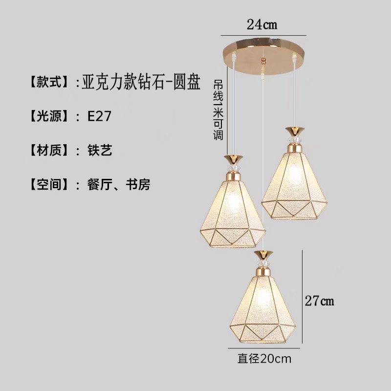 Araña de comedor, barra de bar simple moderna de tres cabezas, mesa de comedor creativa, dormitorio, personalidad, sala de estar, comedor, iluminación nórdica atmosférica