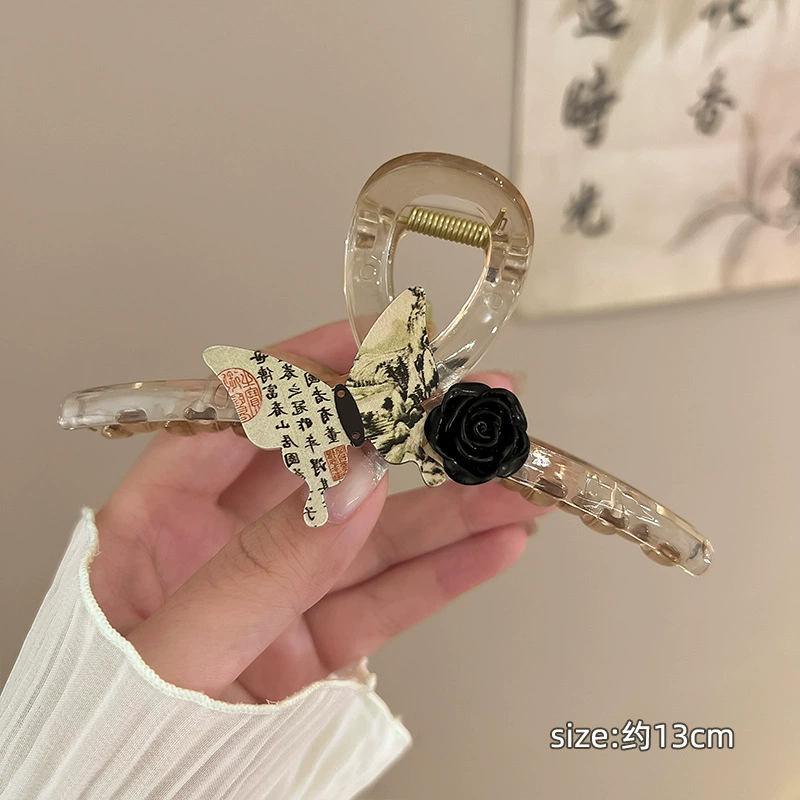 Hair clip (butterfly crab), Chinese style, 13 cm, lightweight