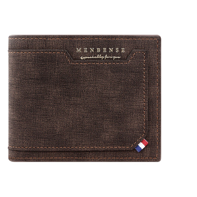 Estilo coreano de los hombres de la bisagra esmerilado corto billetera de gran capacidad tríptico bolsa monedero multi-Tarjeta ID billetera