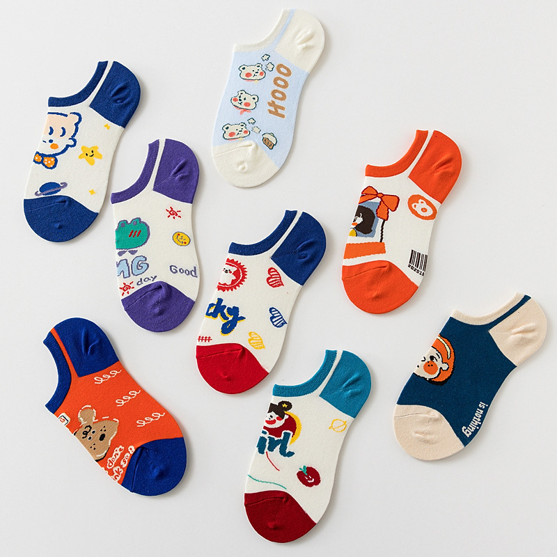 Socks Women Cute Korean ins Bear Invisible Socks Cool Creative Japanese Cotton Socks Cartoon Boat Socks Women jk