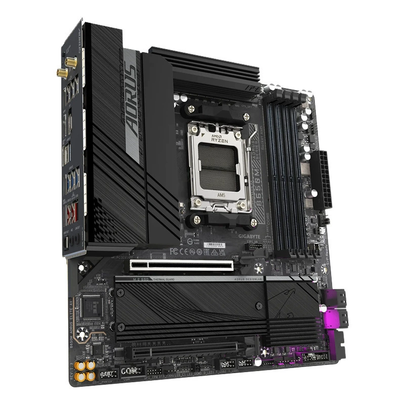 Материнская плата GIGABYTE B650M AORUS ELITE AX для ПК совместима с DDR5 и поддерживает AMD 7500F 7700