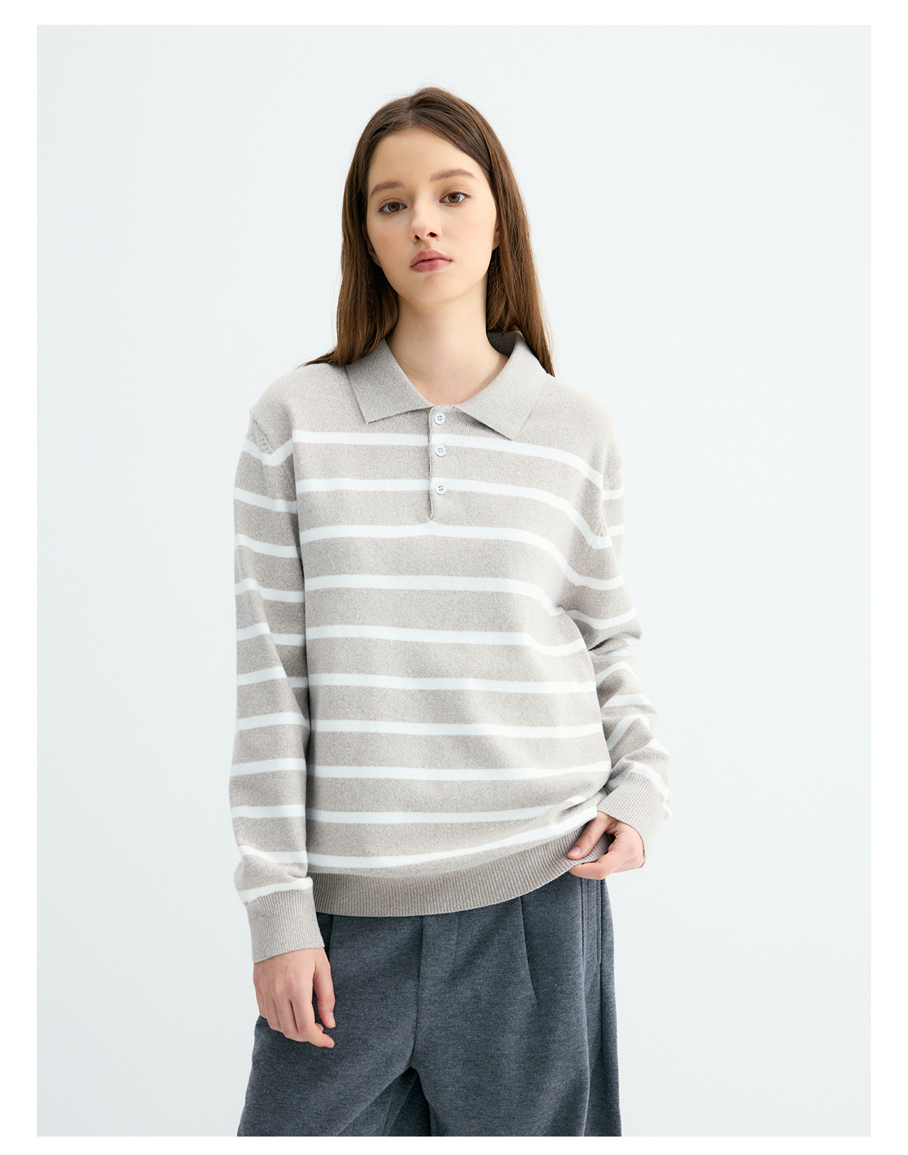 UNF Color-Block Striped 300g Polo Sweater