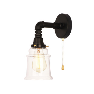 Cross-border new American industrial wind glass wall lamp bedside wall background wall indoor iron cable glass wall lamp