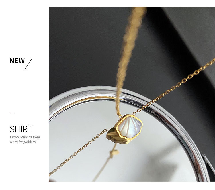 Fashion Shell Titanium Steel Inlay Shell Pendant Necklace 1 Piece