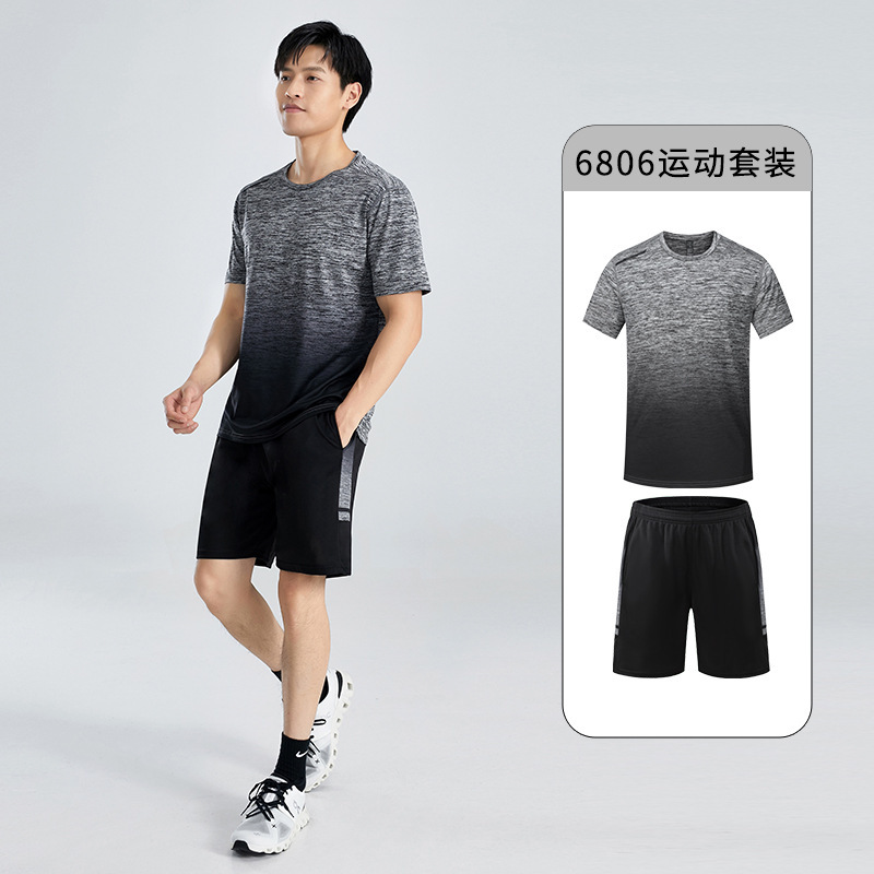 Summer Sports Suit Men's Casual Running Fitness Easy-Dry T-Shirt Short-Sleeved Pants Loose Sportswear