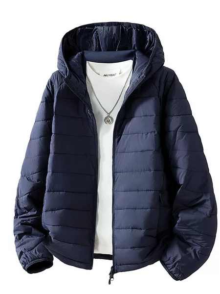 New winter unisex cotton jacket, Korean style hooded puffer coat, thickened and warm, trendy outerwear for men