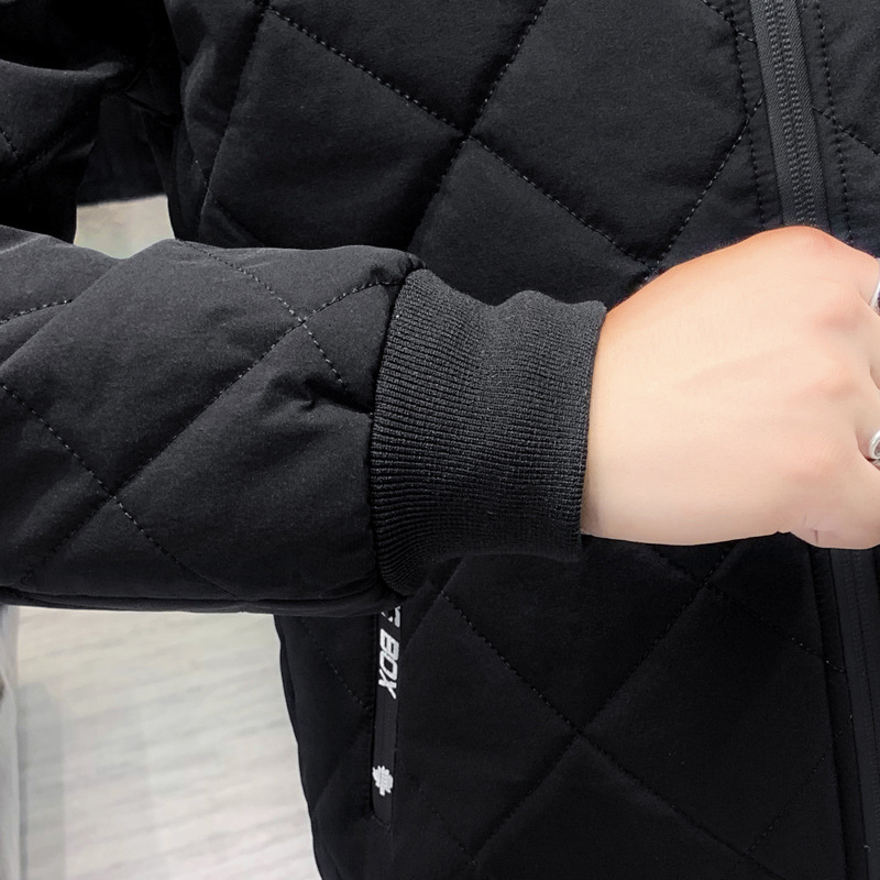 Chaqueta de algodón informal de nuevo estilo para hombre, chaqueta de algodón con capucha, chaqueta de algodón con forro polar, chaqueta de algodón con estampado de rombos, abrigo de algodón.