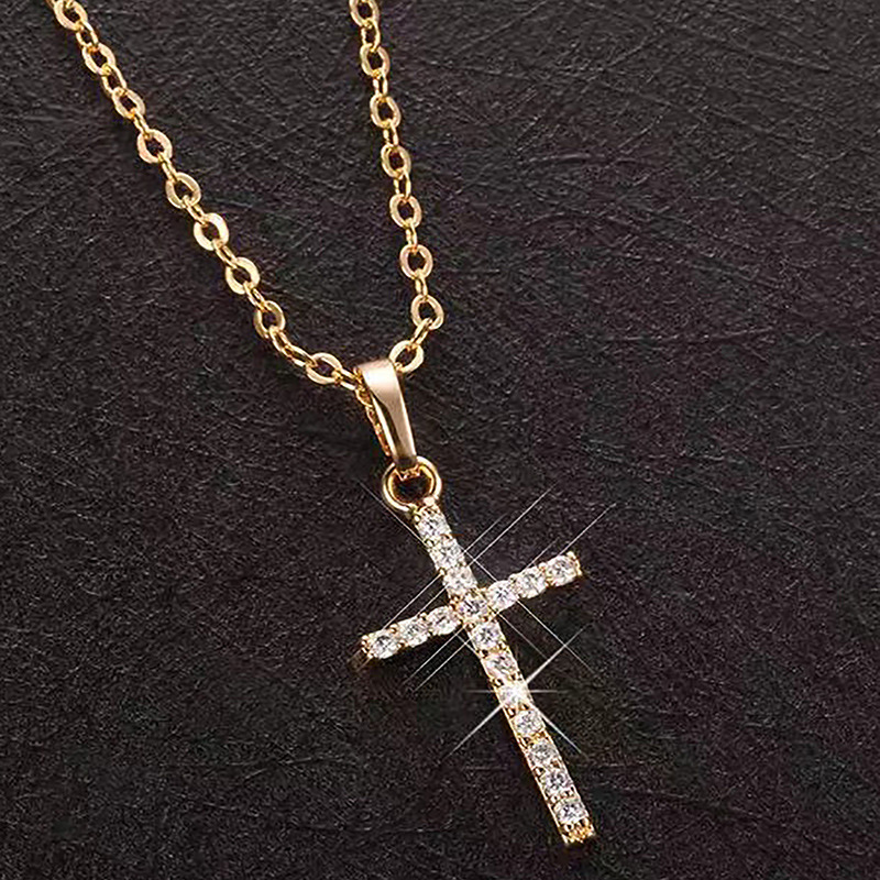 Fashion Cross Alloy Inlay Rhinestones Unisex Pendant Necklace 1 Piece display picture 2