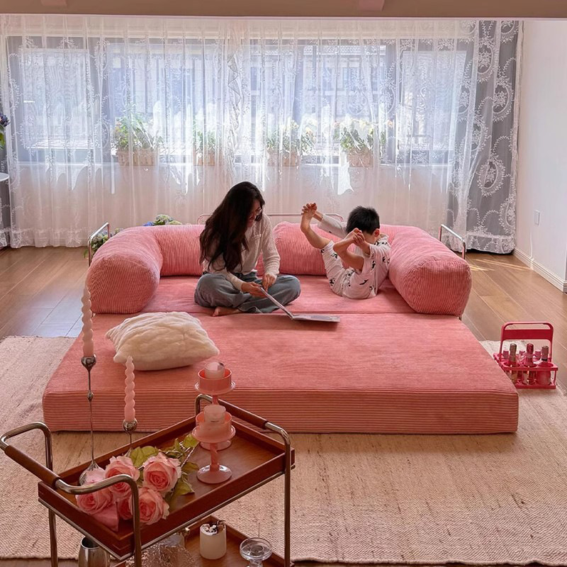 Transfronterizo Meilad retro tela de terciopelo silencioso desmontable sala de estar perezosa sofá de compresión de casa pequeña
