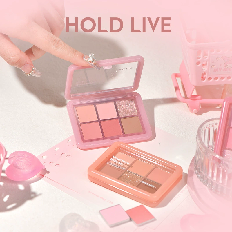 Палетка теней HOLD LIVE — 6 цветов земляных оттенков, компактная палетка теней с хайлайтером и румянами