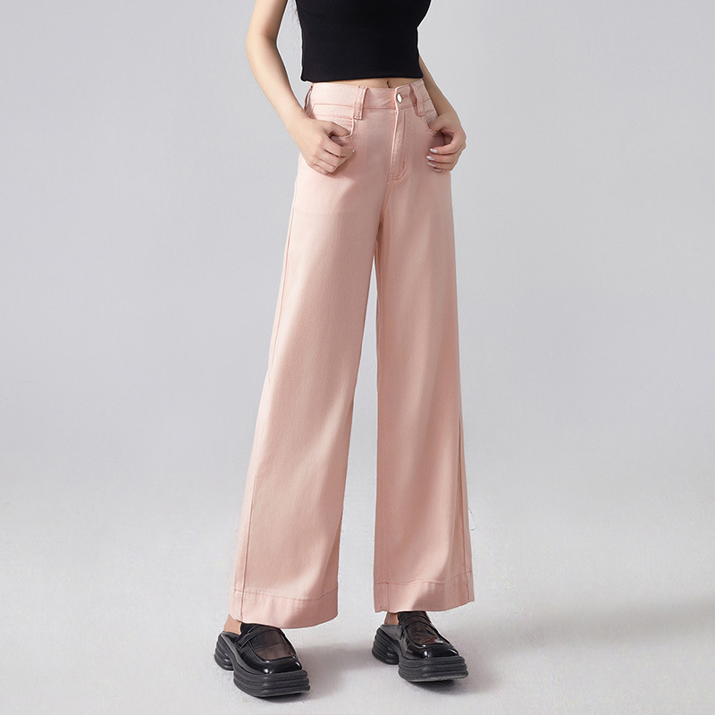 Miaozhen 夏テンセル薄いカラフルなハイウエストワイドレッグジーンズ女性の 9 点ストレートレッグパンツ女性のホットスタイル 3307|undefined