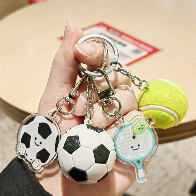 Bonito bádminton tenis voleibol fútbol baloncesto rugby llaveros bolsas escolares para hombres y mujeres colgantes de tenis de mesa regalos