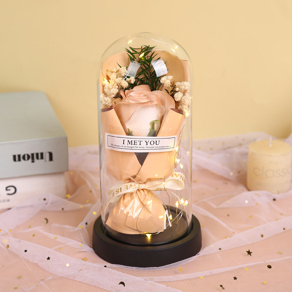 Fábrica al por mayor 520 regalos de día de San Valentín copa de vidrio eterno flores de jabón de rosas para enviar adornos exquisitos para amigos