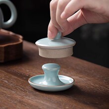 可养开片汝窑盖置盖托茶壶茶盖置壶承高端盖置盖碗茶宠摆件茶道