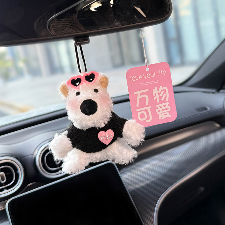 2025 New Car Hanging West Highland Car Pendant Rearview Mirror Pendant Doll Car Interior Accessories Cute Gift for Girls