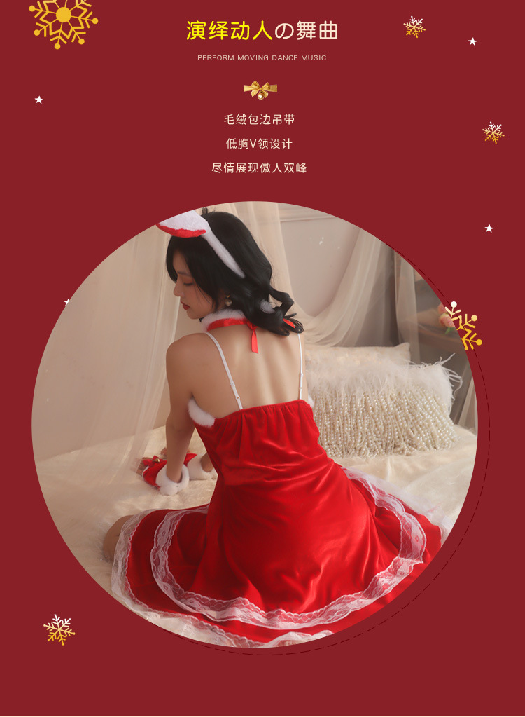 JK Christmas Bunny Girl Lingerie Set for Women, Uniform Role Play Costume, Stretch Spandex, One Size — detail image 36