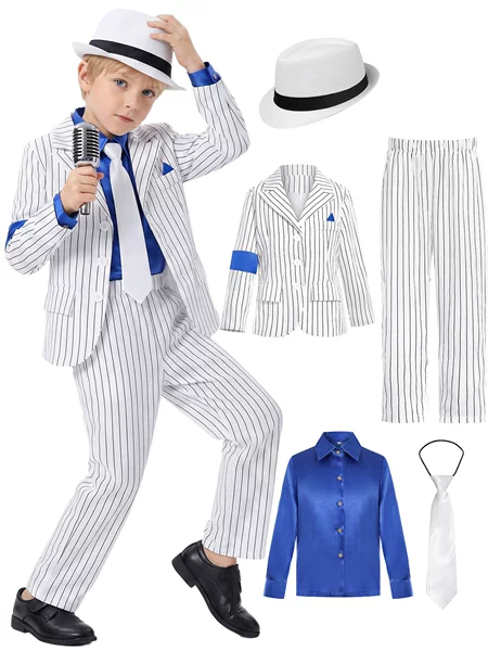 Children's Mike Striped Suit Set Boys' Jackson Dance Costume Performance Halloween Trending Items