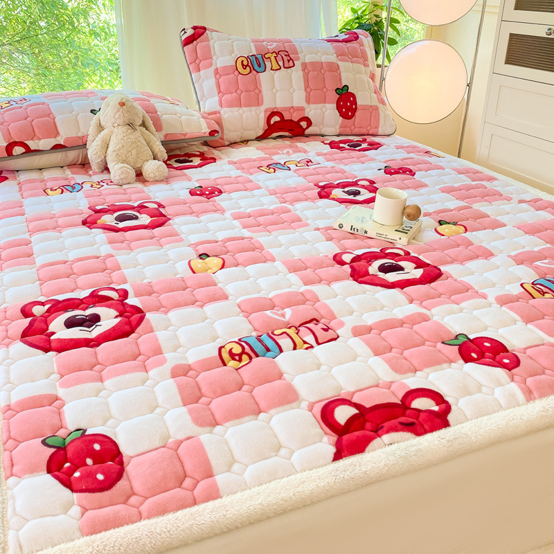 Class A Milk Velvet Thickened Warm Mattress Padded Bed Mattress Fall/Winter Foldable Washed Student Dormitory Soft Bed