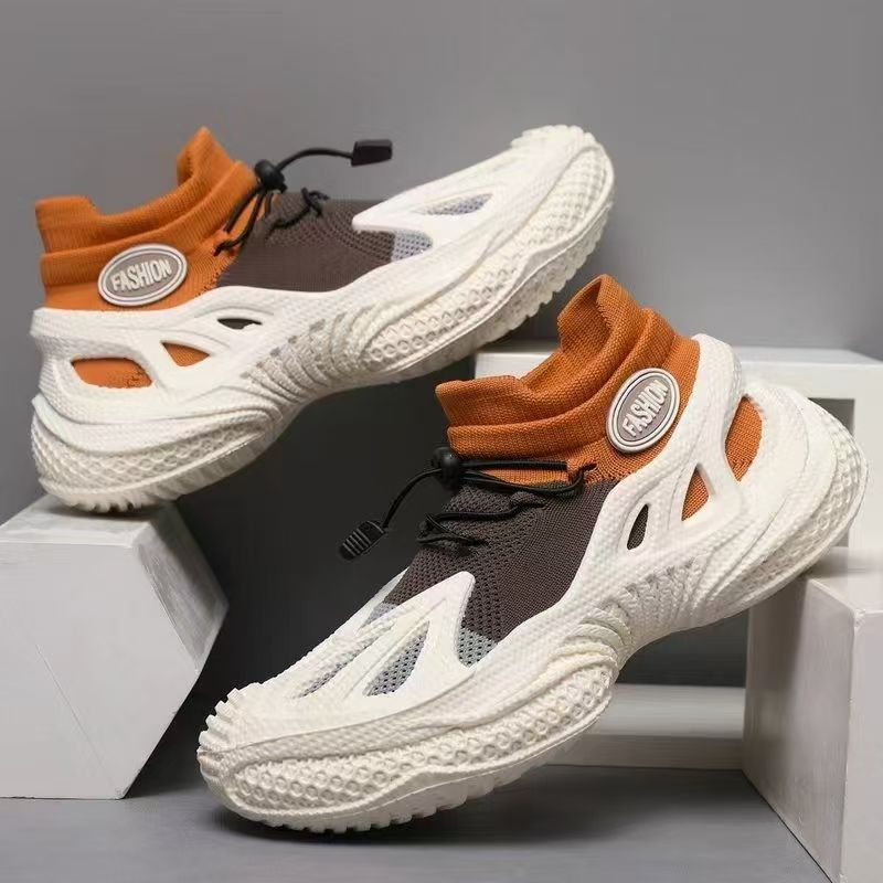 一脚蹬潮鞋休闲鞋运动鞋时尚韩版休闲男系带网面男鞋批发老爹鞋