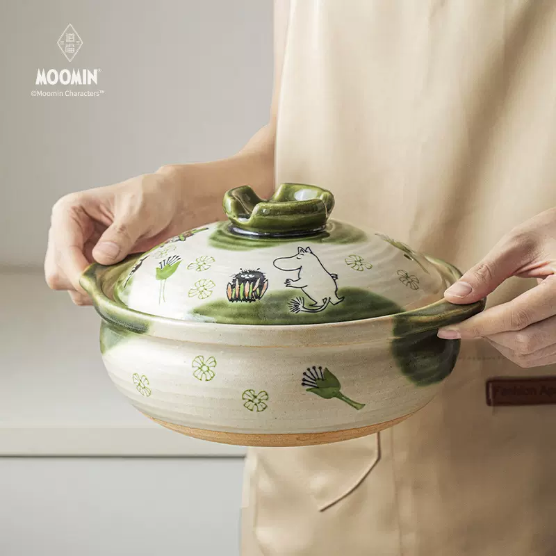 正版授权姆明Moomin手绘粗陶土锅日式和风干烧砂锅煲汤锅送礼
