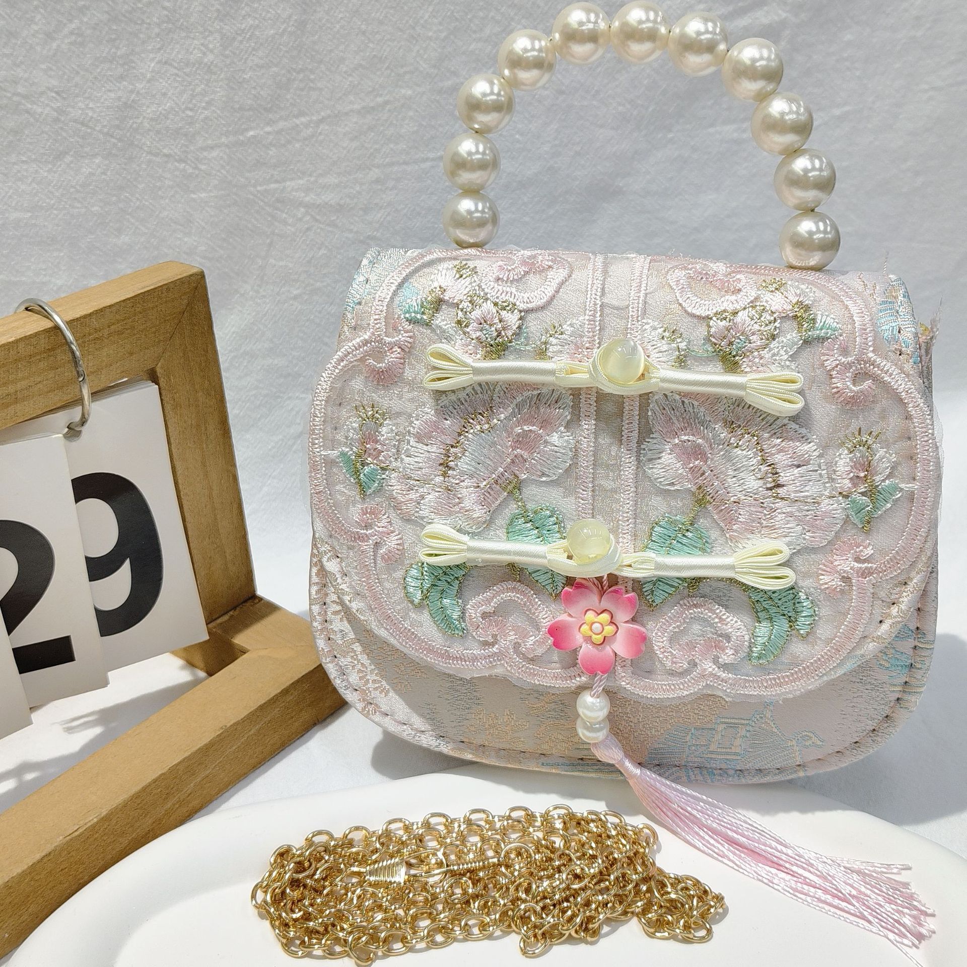 Bolso de arco para niños bolso de rosa de verano bolso de mochila para chicas bolso de princesa de perla pequeña bolsa de cambio de viento fragante