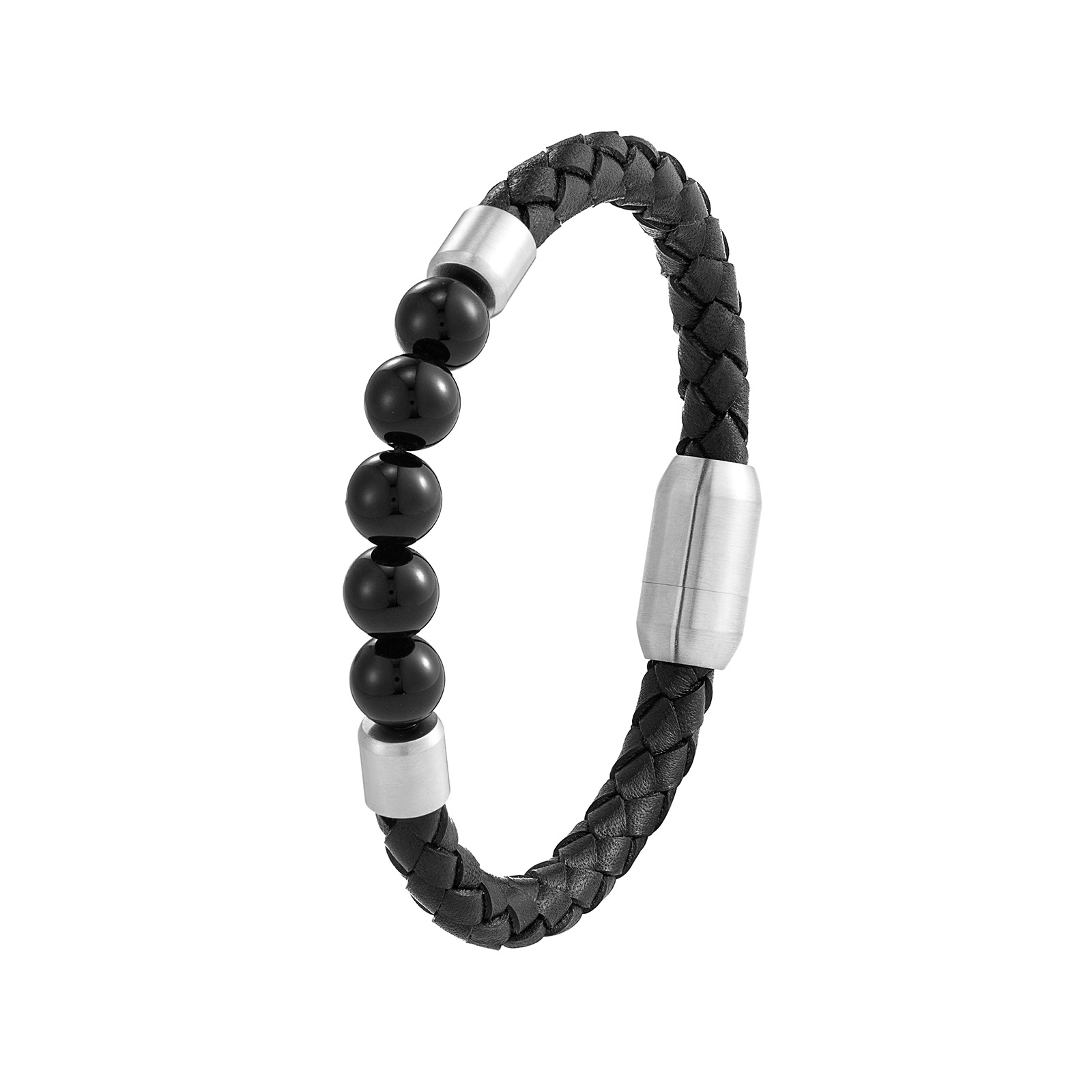Men's Retro Simple Style Bracelets Geometric 316L Stainless Steel  Leather Waterproof Non Tarnish Surgical Steel Men Cord & Leather Bracelets display picture 3