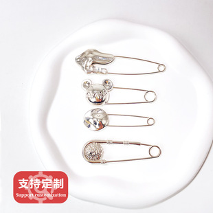 Internet celebrity retro metal pin double-sided lion large clothes jewelry pin waist tight anti-exposure fixed adjustable pin