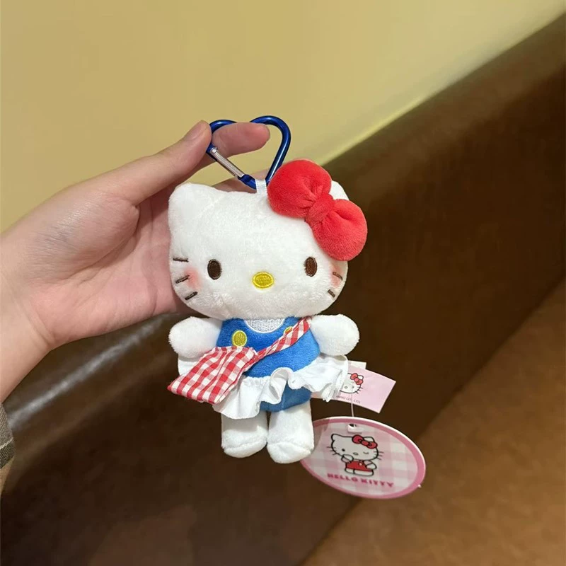 Sanrio, Hello Kitty, настоящая плюшевая подвеска, кукла, милый брелок для ключей, школьная сумка