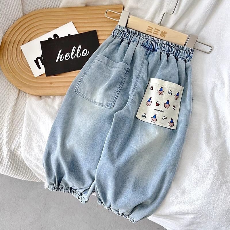 Children's Tencel Soft Jeans 2025 New Boys' Pants Summer Lightweight Baby Summer Pants Girls' Anti-Mosquito Pants