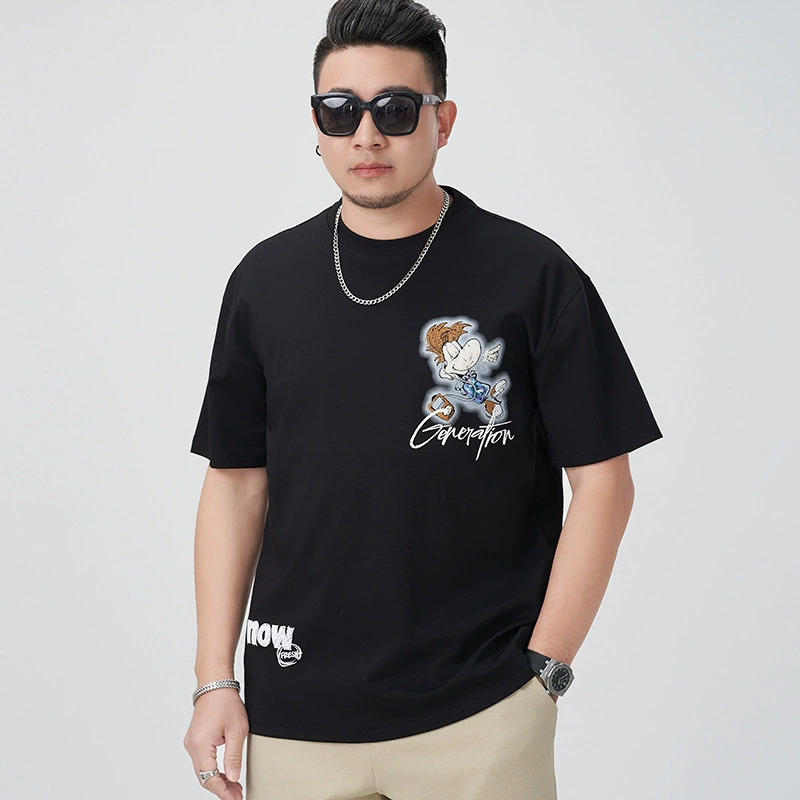 T1078 большой размер мужской летней новой футболки с круглым вырезом и короткими рукавами