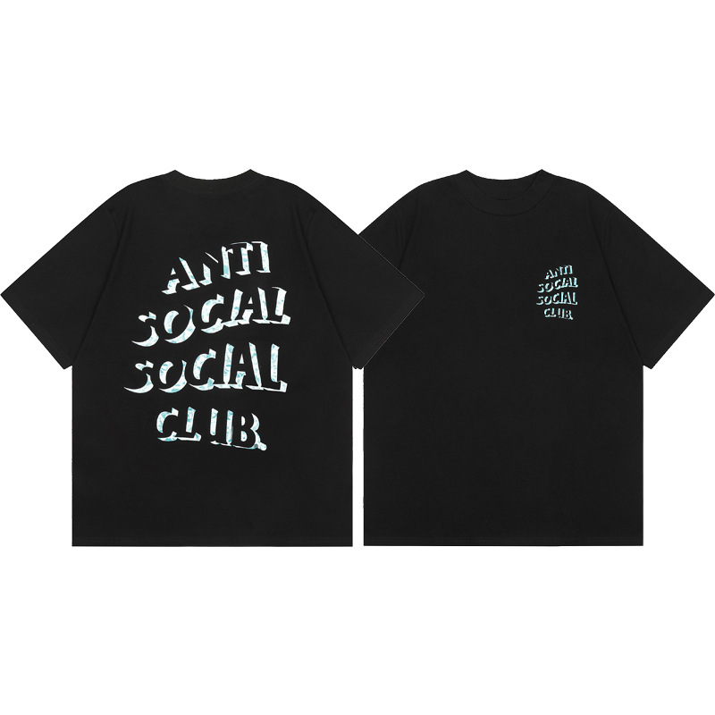 Diferencia de moneda del mercado ASSC CLUB fujiwaro Lightning serie impresa camiseta suelta de manga corta para hombres y mujeres