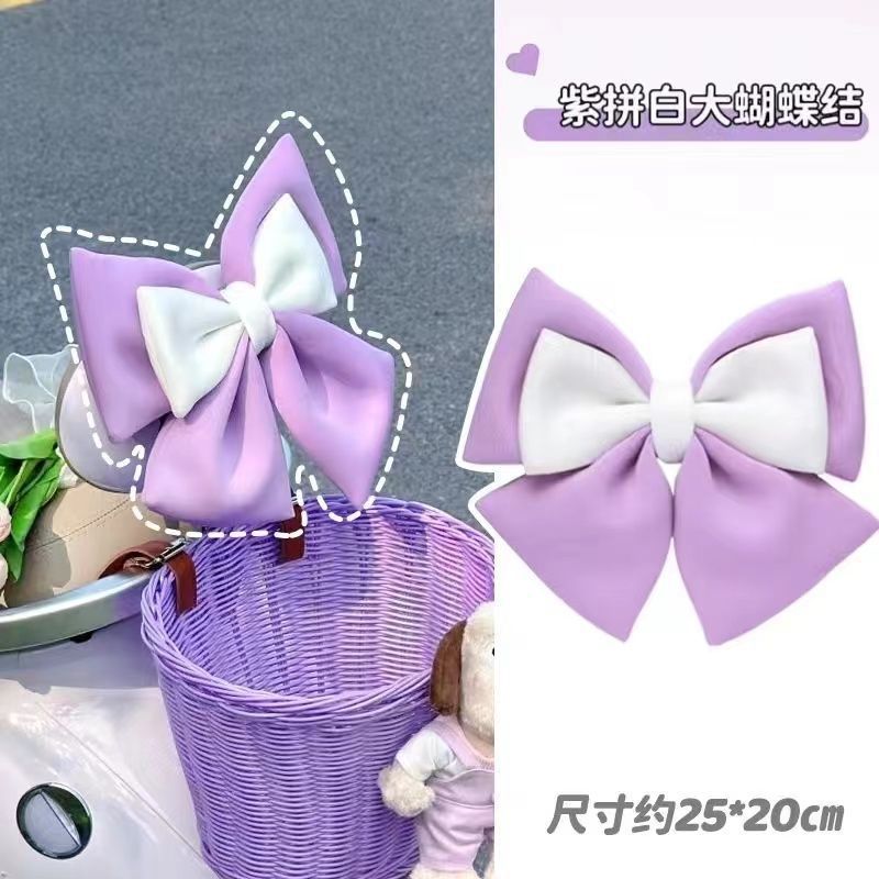 Motorcycle Battery Electric Vehicle Car Rear Sticker High-Value Helmet 3D Fabric Trendy Bow Decoration