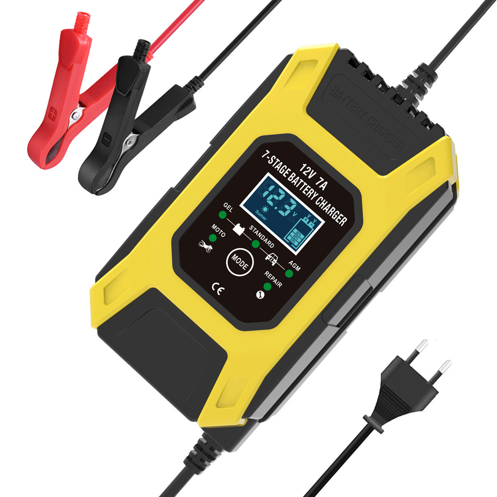 12V 7A 7段式+多电瓶模式 铅酸电池充电器 汽车摩托车修复充电器