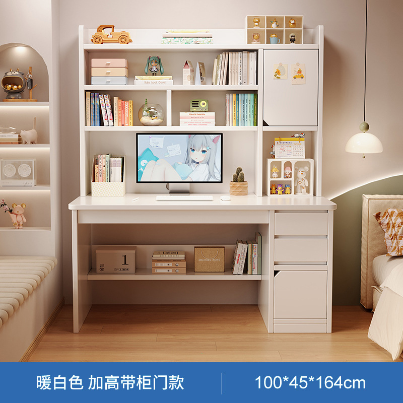 Escritorio y estantería integrados, mesa con librero, combinación para dormitorio, mesa de estudio para estudiantes, escritorio para escribir, escritorio para computadora de hogar.