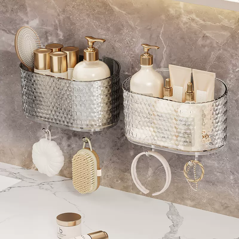卫生间置物架浴室免打孔收纳筐厕所洗手间挂篮洗漱台化妆品收纳盒
