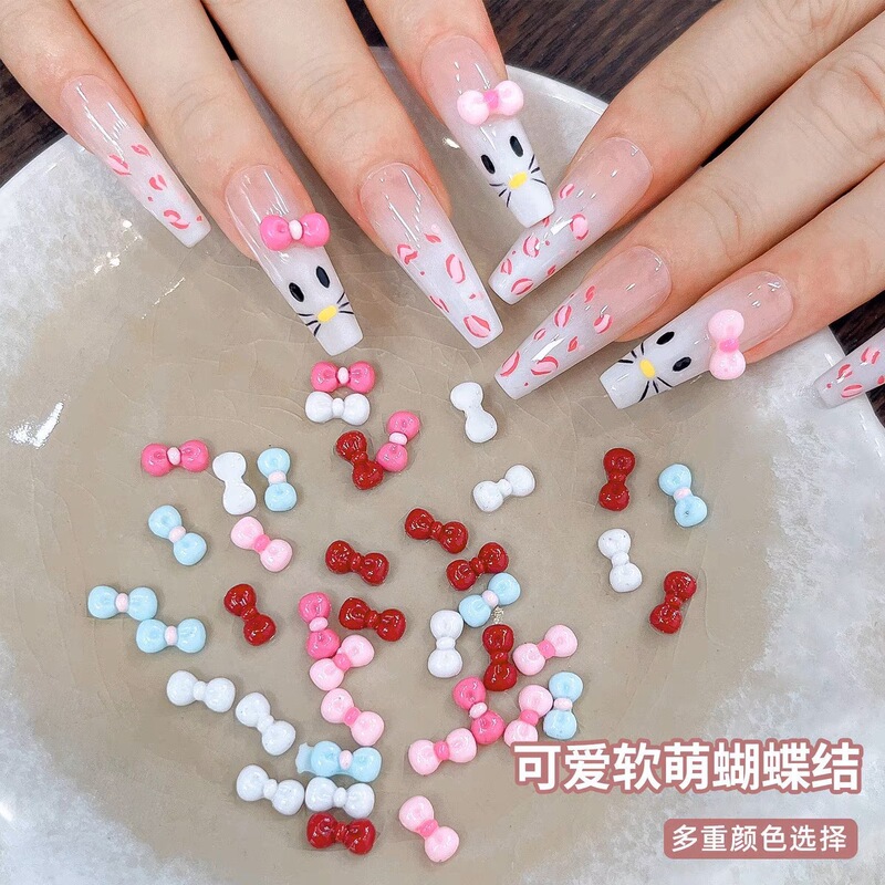 Cute Cartoon Bow Nail Art Accessories Little Red Book Kt Cat Bow Tie Wearable Nail Accessories Decorations Cute Cartoon Bow Nail Art Accessories Little Red Book Kt Cat Bow Tie Wearable Nail Accessories Decorations