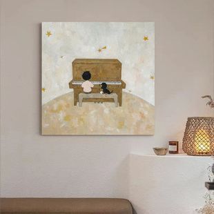 Hw.Piant Original Hand-Painted "Ideal" Designer Kidsren's Room Decoration Painting Oil Painting Restaurant Abstract Wabi-Sabi Style