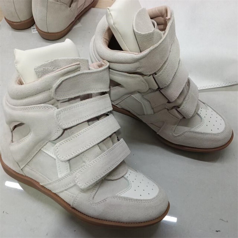 European Style 7cm Height-Increasing Genuine Leather High-Top White Sneakers for Women, 2026 Spring New Model with Velcro Casual Sports Shoes