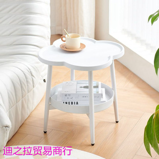 Outdoor Courtyard Table and Chair Set Four-Leaf Small Coffee Table Balcony Simple Double-Layer Storage Rack Leisure Coffee Table