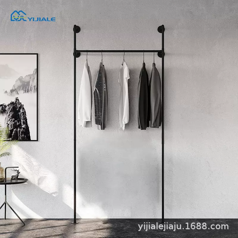 工业风衣柜置物架落地衣架管道金属铁艺架子服装店陈列衣架展示架