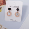 Zirconium stainless steel, earrings, Japanese and Korean, light luxury style, does not fade, simple and elegant design, bright catchy style