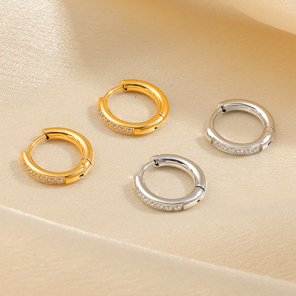 Minimalist Titanium Diamond Stud Earrings For Women High-end Ring_voghion.com