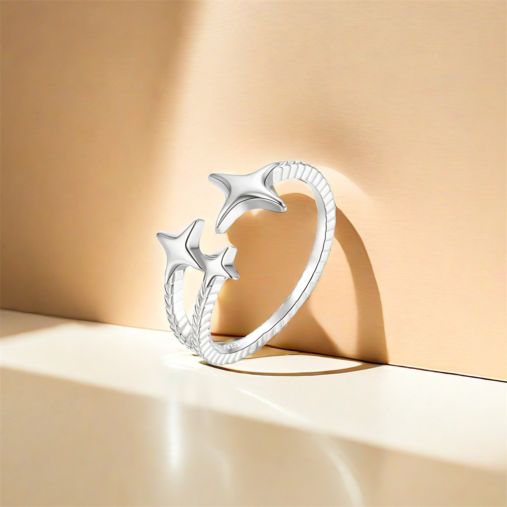 5g Weight Zircon Inlay Material Open Rings Classification Adjustable Ring Size 1 Piece Quantity Holiday, Daily Occasion 925 Sterling Silver Material Geometric Pattern Women's Gender Plating, Inlay Design Sweet Style 925 Sterling Silver Zircon Geometric Open Rings 36