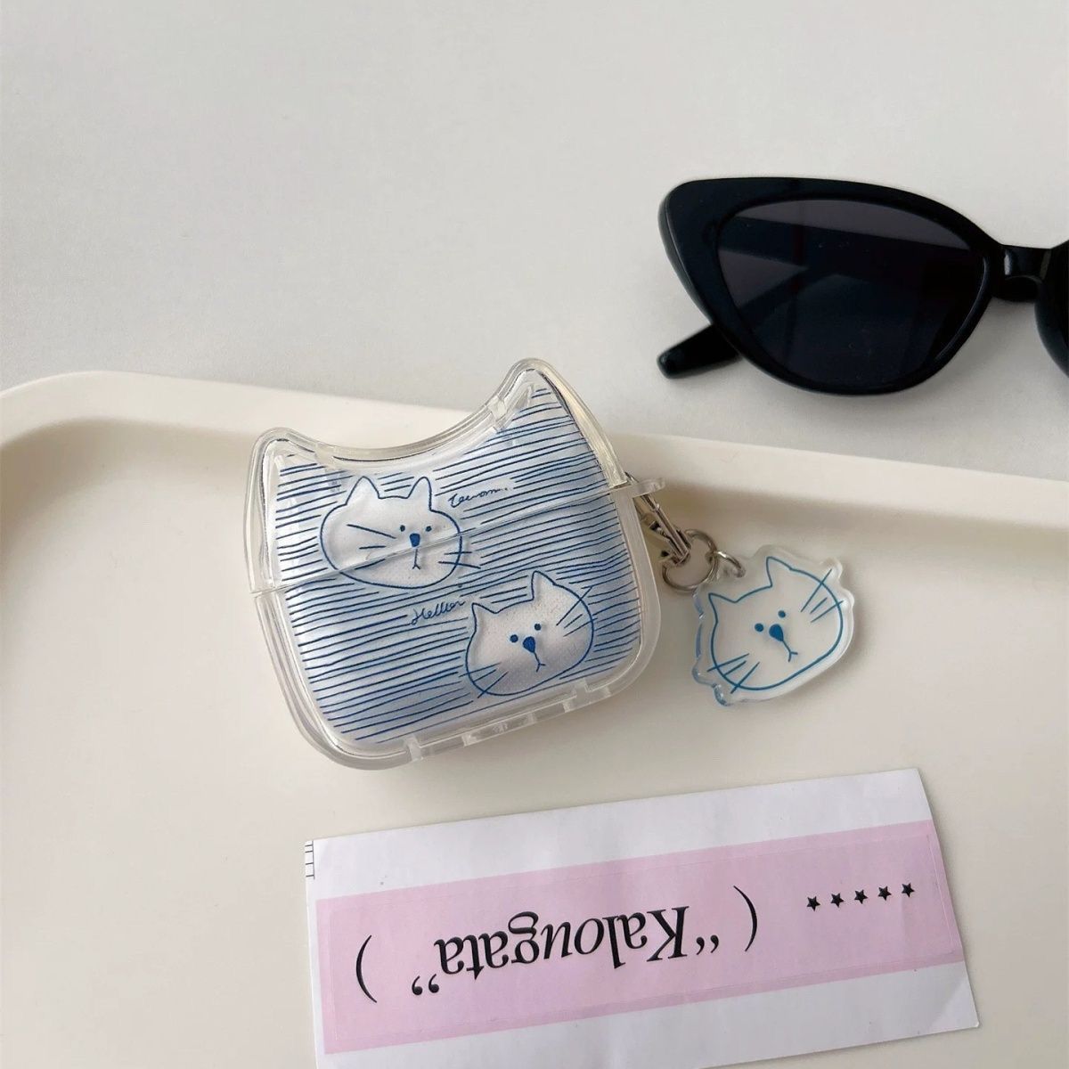 Blue Striped Cat AirPods 4th Generation Bluetooth Cover AirPods Pro 2nd Generation Apple Headset Cover 3rd Generation