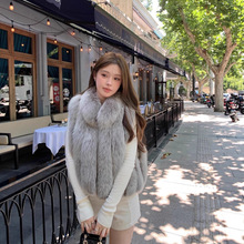 D音爆款北欧雪境 狐狸毛皮草马甲女短新款立领时髦叠穿毛毛外套